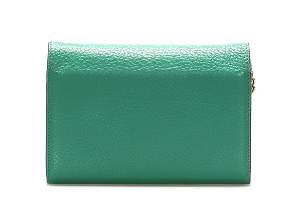 グッチ ＧＧマーモント 401232 グリーン レザー ウォレットチェーン レディース GUCCI 中古