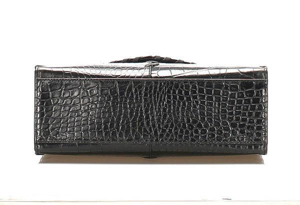 イヴ サンローラン ブラック 黒 レザー 型押し ハンドバッグ レディース YVES SAINT LAURENT 中古