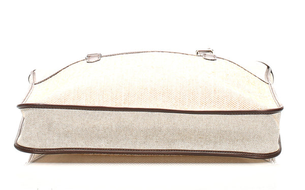エルメス ジャンピングカバス  ブラウン ベージュ キャンバス レザー トートバッグ ユニセックス HERMES □K印刻(2007年制)刻印 中古