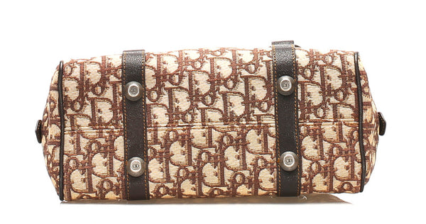 ディオール トロッター ブラウン 茶 キャンバス レザー ハンドバッグ レディース Dior 中古