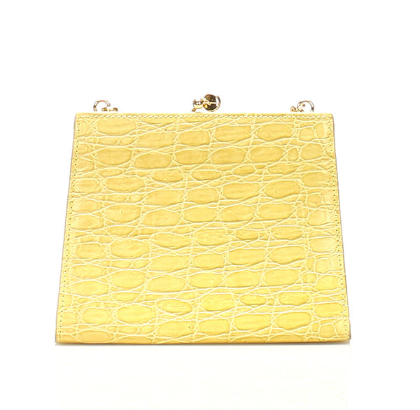 サルヴァトーレフェラガモ ヴァラリボン 22 3054 イエロー クロコ型押し ショルダーバッグ レディース Salvatore Ferragamo 中古