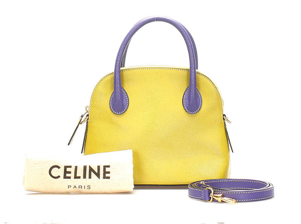 セリーヌ バイカラー ボリード型 レザー ハンドバッグ レディース CELINE 中古
