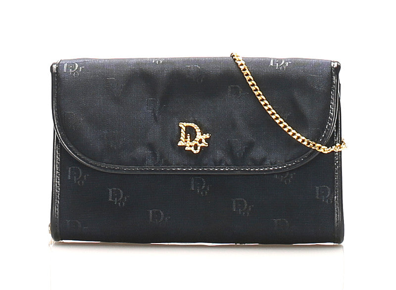 ディオール トロッター ネイビー ナイロン レザー チェーン ショルダーバッグ レディース Dior 中古