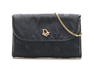 ディオール トロッター ネイビー ナイロン レザー チェーン ショルダーバッグ レディース Dior 中古