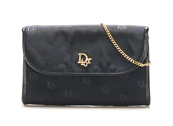 ディオール トロッター ネイビー ナイロン レザー チェーン ショルダーバッグ レディース Dior 中古