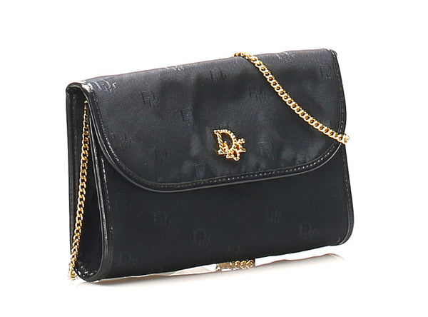 ディオール トロッター ネイビー ナイロン レザー チェーン ショルダーバッグ レディース Dior 中古