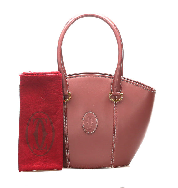 カルティエ マスト　 ボルドー レザー ショルダーバッグ レディース CARTIER 中古