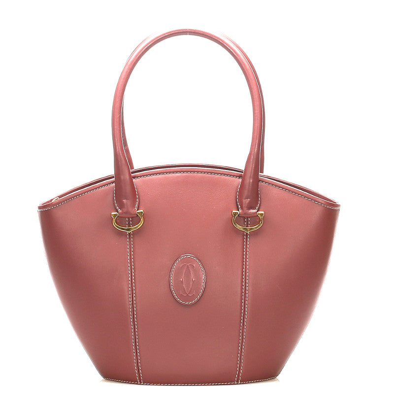 カルティエ マスト　 ボルドー レザー ショルダーバッグ レディース CARTIER 中古