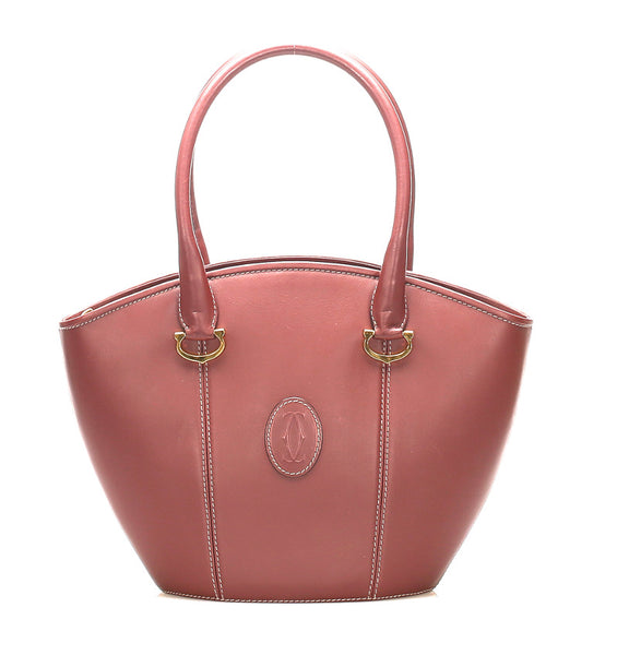 カルティエ マスト　 ボルドー レザー ショルダーバッグ レディース CARTIER 中古