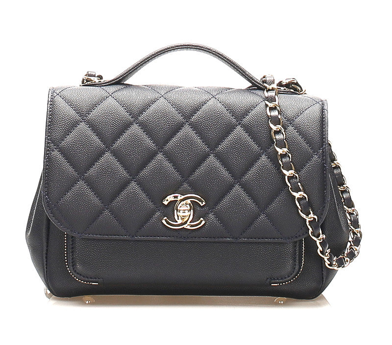 シャネル マトラッセ ネイビー レザー ハンドバッグ ショルダーバッグ 2WAY レディース CHANEL 中古