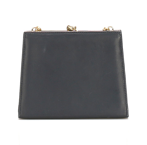 サルヴァトーレフェラガモ ヴァラリボン 223054 ネイビー レザー ショルダーバッグ レディース Salvatore Ferragamo 中古