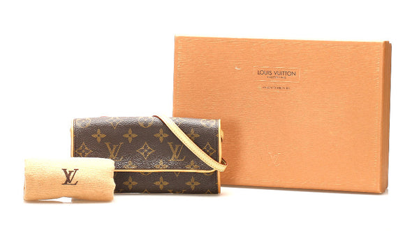 ルイ ヴィトン モノグラム ポシェット ツインＰＭ M51854 ブラウン 茶 PVC レザー ポシェット レディース LOUIS VUITTON 中古