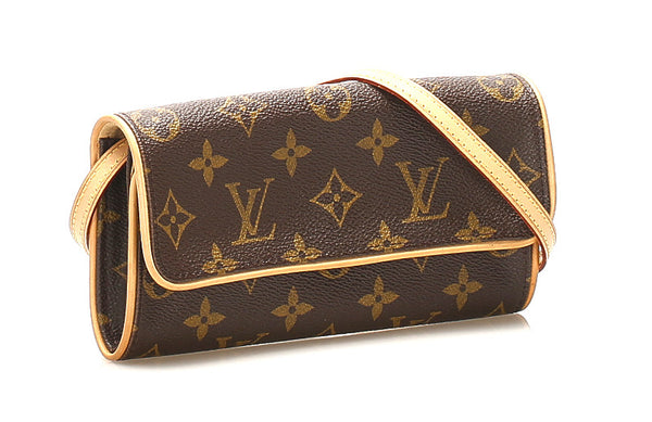 ルイ ヴィトン モノグラム ポシェット ツインＰＭ M51854 ブラウン 茶 PVC レザー ポシェット レディース LOUIS VUITTON 中古