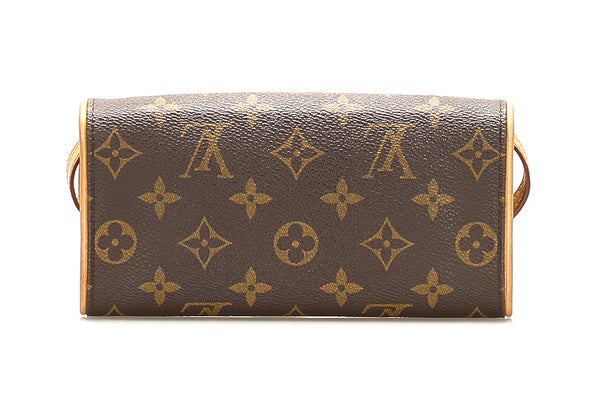 ルイ ヴィトン モノグラム ポシェット ツインＰＭ M51854 ブラウン 茶 PVC レザー ポシェット レディース LOUIS VUITTON 中古