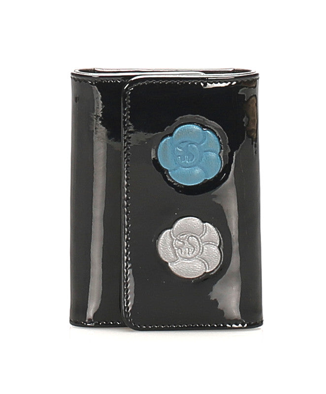 シャネル カメリア ブラック エナメル キーケース レディース CHANEL 中古