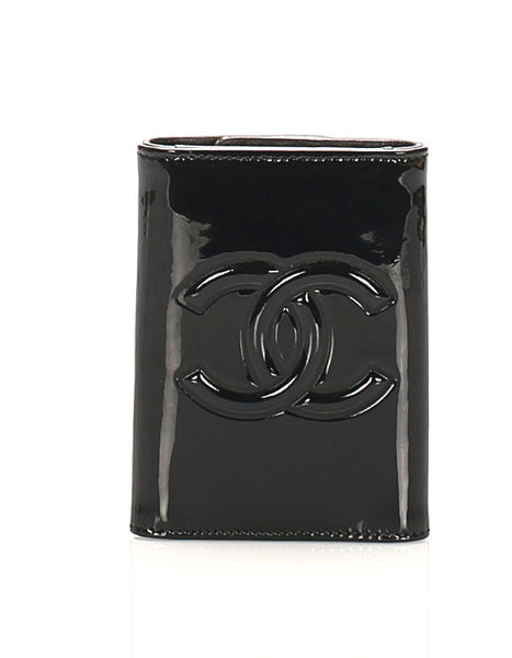 シャネル カメリア ブラック エナメル キーケース レディース CHANEL 中古