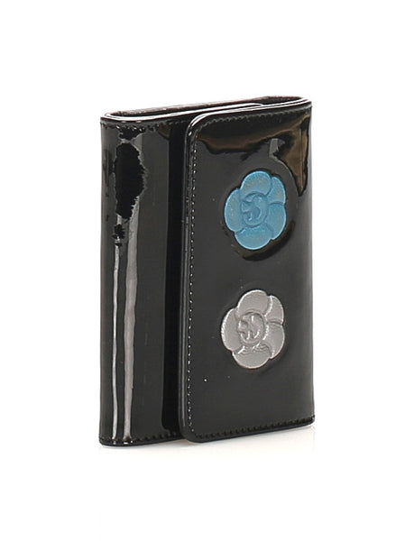 シャネル カメリア ブラック エナメル キーケース レディース CHANEL 中古