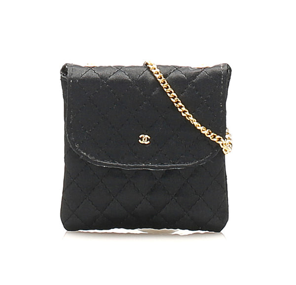 シャネル マトラッセ ブラック 黒 ナイロン チェーン ショルダーバッグ レディース CHANEL 中古