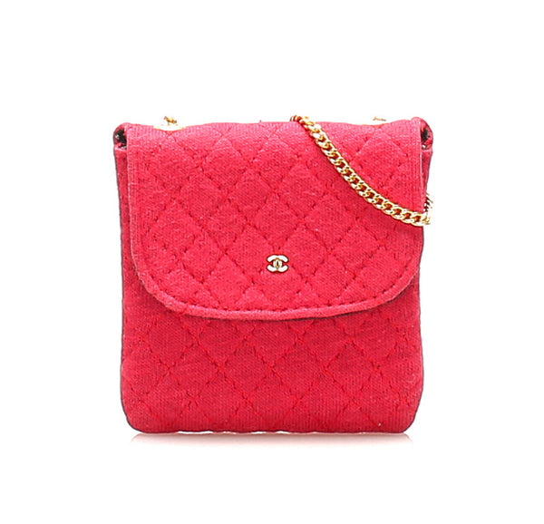 シャネル マトラッセ ピンク キャンバス チェーン ショルダーバッグ レディース CHANEL 中古