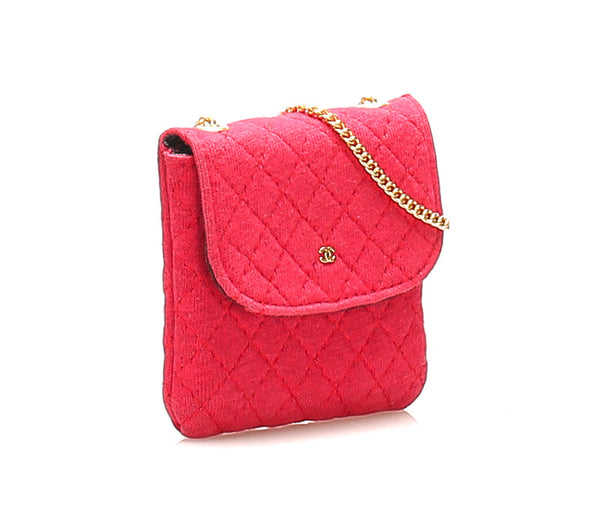 シャネル マトラッセ ピンク キャンバス チェーン ショルダーバッグ レディース CHANEL 中古