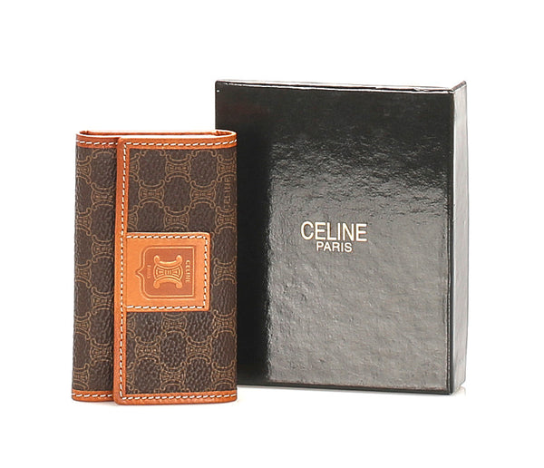 セリーヌ マカダム ６連 ブラウン 茶 PVC レザー キーケース レディース CELINE 中古
