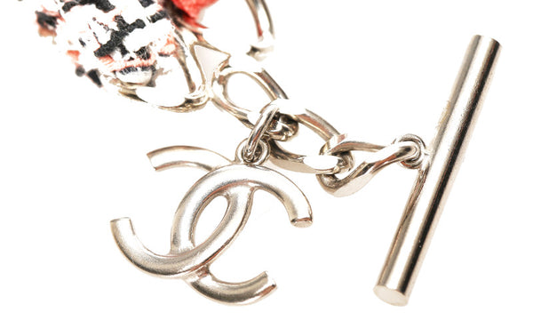 シャネル ココマーク  チェーン ピンク ツイード メタル ブレスレット レディース CHANEL 中古