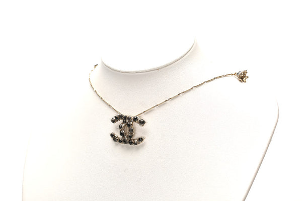 シャネル ゴールド メッキ ココマーク ラインストーン ネックレス レディース CHANEL 中古