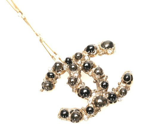 シャネル ゴールド メッキ ココマーク ラインストーン ネックレス レディース CHANEL 中古