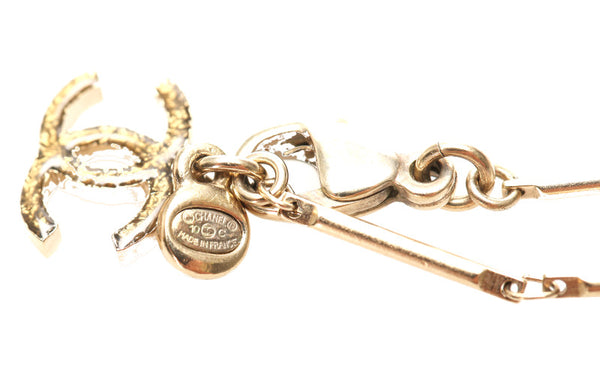 シャネル ゴールド メッキ ココマーク ラインストーン ネックレス レディース CHANEL 中古