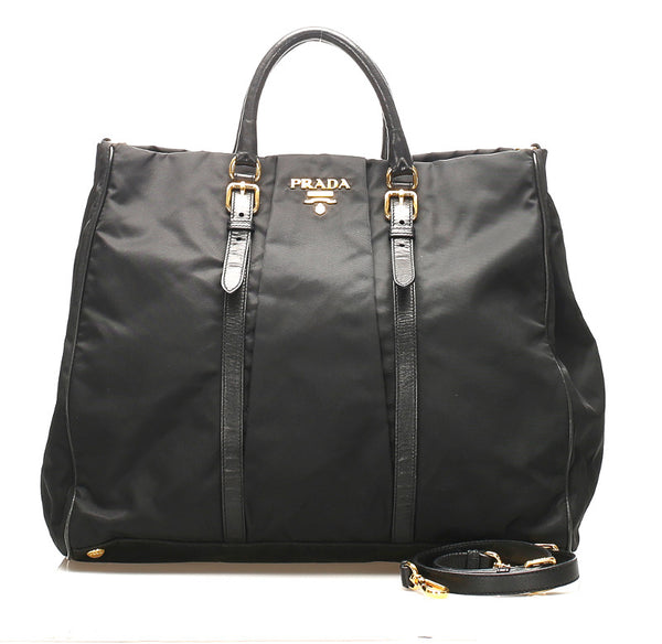 プラダ ブラック ナイロン レザー ハンドバッグ ショルダーバッグ 2WAY レディース PRADA 中古