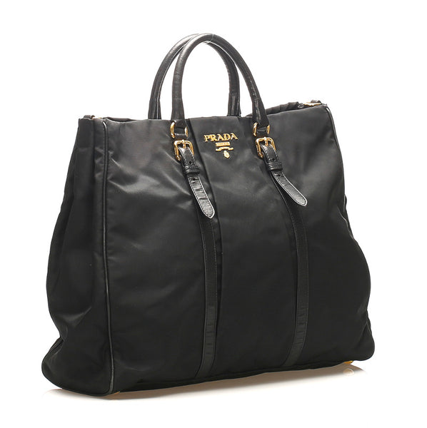 プラダ ブラック ナイロン レザー ハンドバッグ ショルダーバッグ 2WAY レディース PRADA 中古