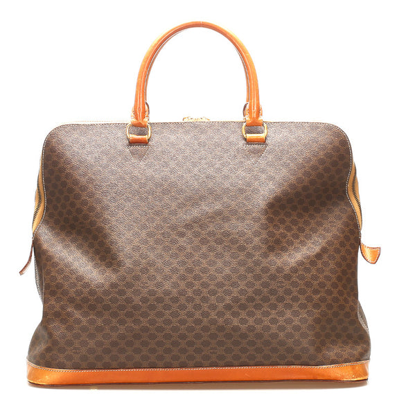 セリーヌ マカダム ブラウン 茶 PVC レザー ハンドバッグ ショルダーバッグ 2WAY ユニセックス CELINE 中古