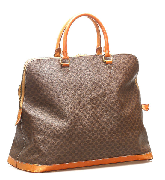 セリーヌ マカダム ブラウン 茶 PVC レザー ハンドバッグ ショルダーバッグ 2WAY ユニセックス CELINE 中古