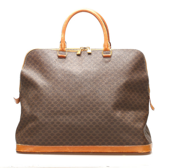 セリーヌ マカダム ブラウン 茶 PVC レザー ハンドバッグ ショルダーバッグ 2WAY ユニセックス CELINE 中古