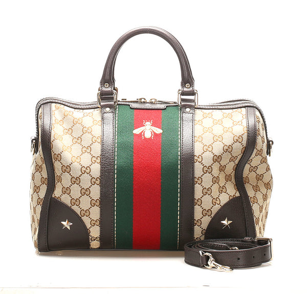 グッチ シェリーライン GGキャンバス 406868 ブラウン 茶 キャンバス ボストンバッグ レディース GUCCI 中古