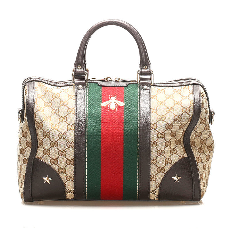 グッチ シェリーライン GGキャンバス 406868 ブラウン 茶 キャンバス ボストンバッグ レディース GUCCI 中古
