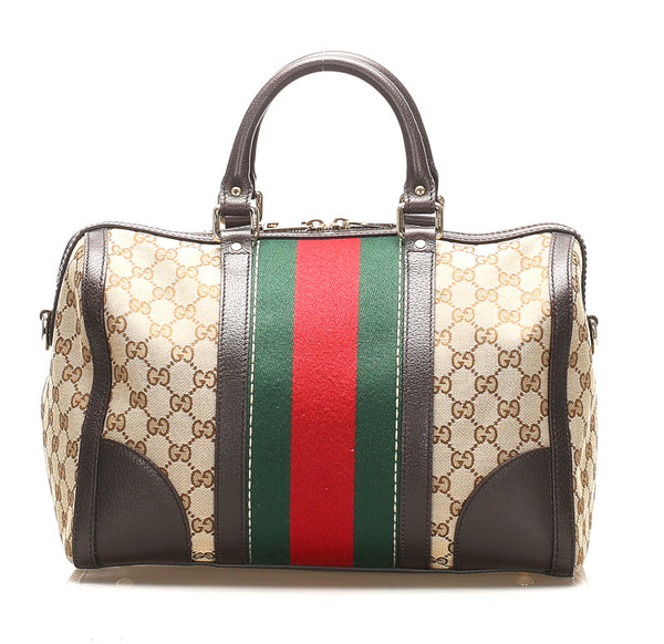 グッチ シェリーライン GGキャンバス 406868 ブラウン 茶 キャンバス ボストンバッグ レディース GUCCI 中古