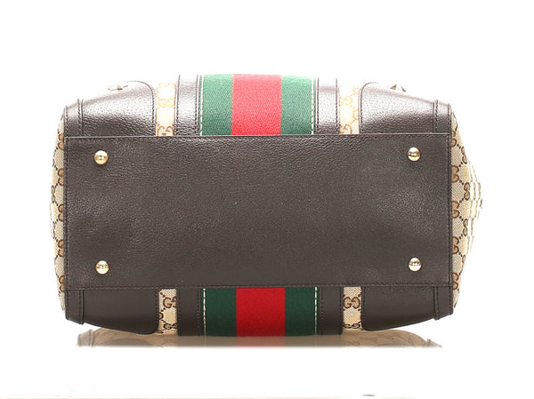 グッチ シェリーライン GGキャンバス 406868 ブラウン 茶 キャンバス ボストンバッグ レディース GUCCI 中古
