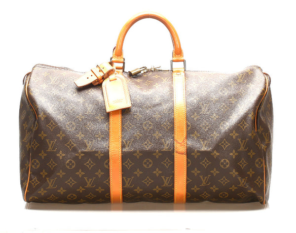 ルイ ヴィトン モノグラム キーポル50 M41426 ブラウン 茶 PVC レザー ボストンバッグ ユニセックス LOUIS VUITTON 中古