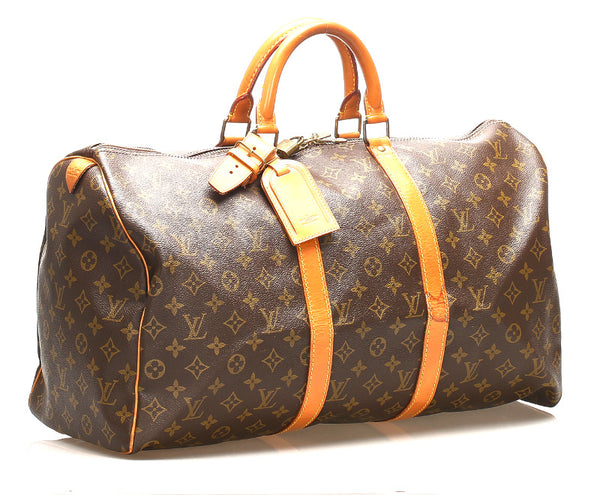 ルイ ヴィトン モノグラム キーポル50 M41426 ブラウン 茶 PVC レザー ボストンバッグ ユニセックス LOUIS VUITTON 中古