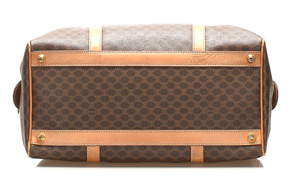 セリーヌ マカダム ブラウン 茶 PVC レザー ボストンバッグ レディース CELINE 中古