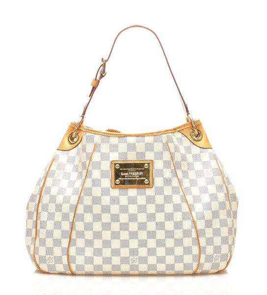 ルイ ヴィトン ダミエ アズール ガリエラPM N55215 ホワイト 白 PVC レザー ショルダーバッグ レディース LOUIS VUITTON 中古