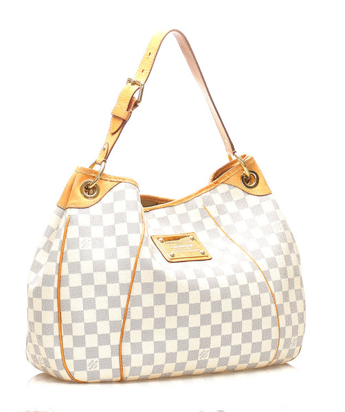 ルイ ヴィトン ダミエ アズール ガリエラPM N55215 ホワイト 白 PVC レザー ショルダーバッグ レディース LOUIS VUITTON 中古
