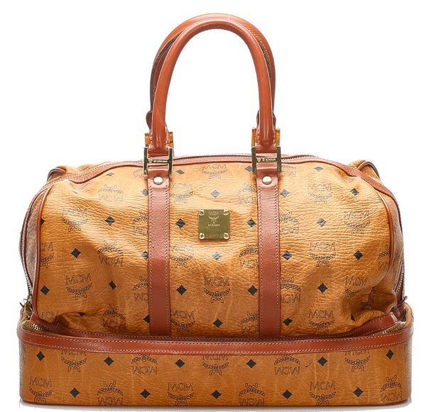 エム シー エム ブラウン 茶 レザー ボストンバッグ レディース MCM 中古