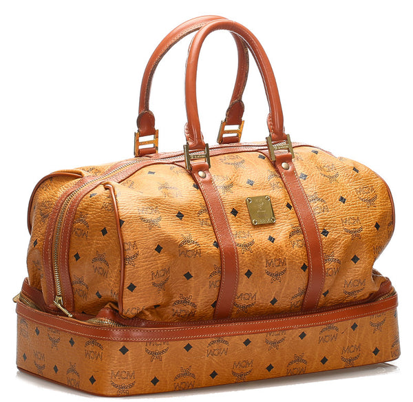 エム シー エム ブラウン 茶 レザー ボストンバッグ レディース MCM 中古