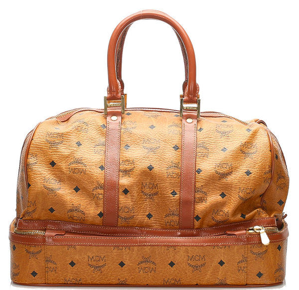 エム シー エム ブラウン 茶 レザー ボストンバッグ レディース MCM 中古