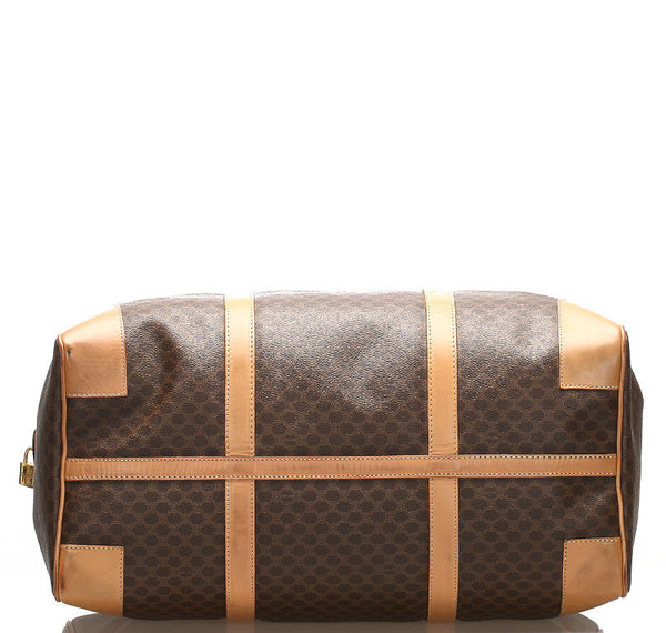 セリーヌ マカダム ブラウン 茶 PVC レザー ボストンバッグ ユニセックス CELINE 中古