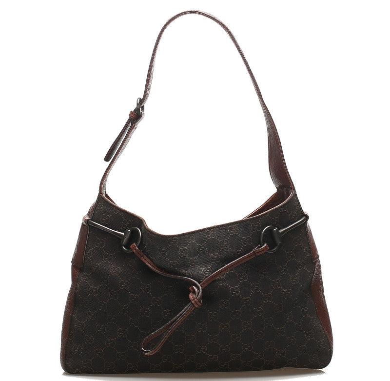 グッチ GGキャンバス 101975 ブラウン キャンバス レザー ショルダーバッグ レディース GUCCI 中古