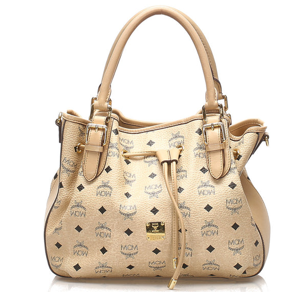 エム シー エム ベージュ レザー ショルダーバッグ レディース MCM 中古