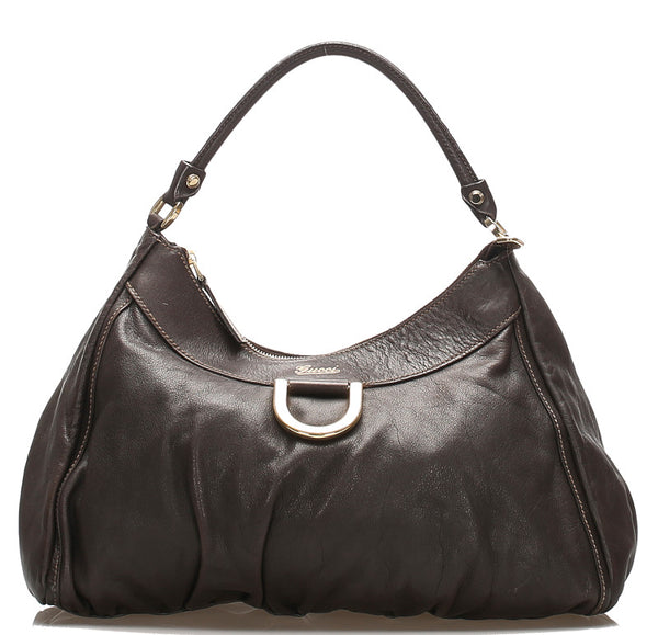 グッチ アビー 189833 ブラウン レザー ショルダーバッグ レディース GUCCI 中古